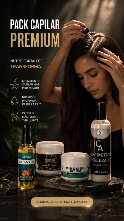 Kit de crecimiento capilar 4 en 1 con aceite de Batana, producto de bienestar para fortalecer y estimular el cabello.