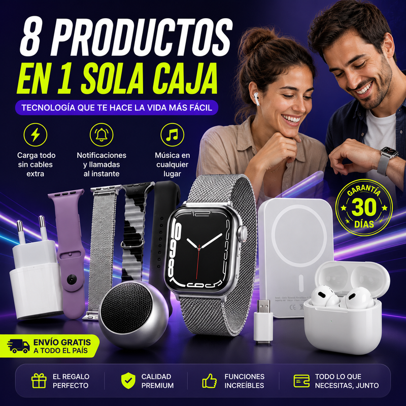 Mega Combo Total 8x1 – Reloj Inteligente + AirPods + Power Bank y Más imagen 4