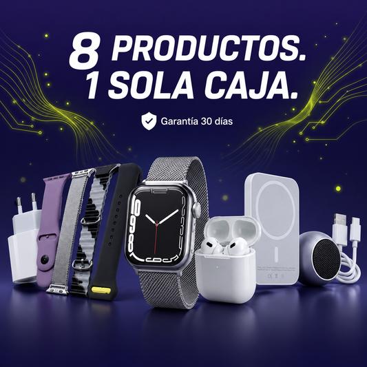 Mega Combo Total 8x1 – Reloj Inteligente + AirPods + Power Bank y Más